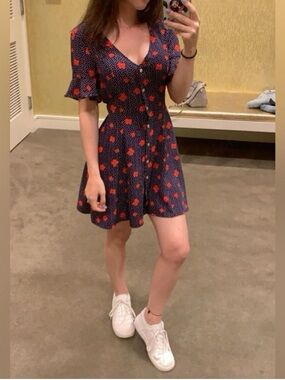 Polka Dot Floral Mini Dress